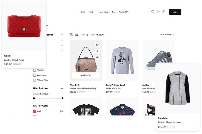 عرض للوحة تحكم منصة التجارة الإلكترونية